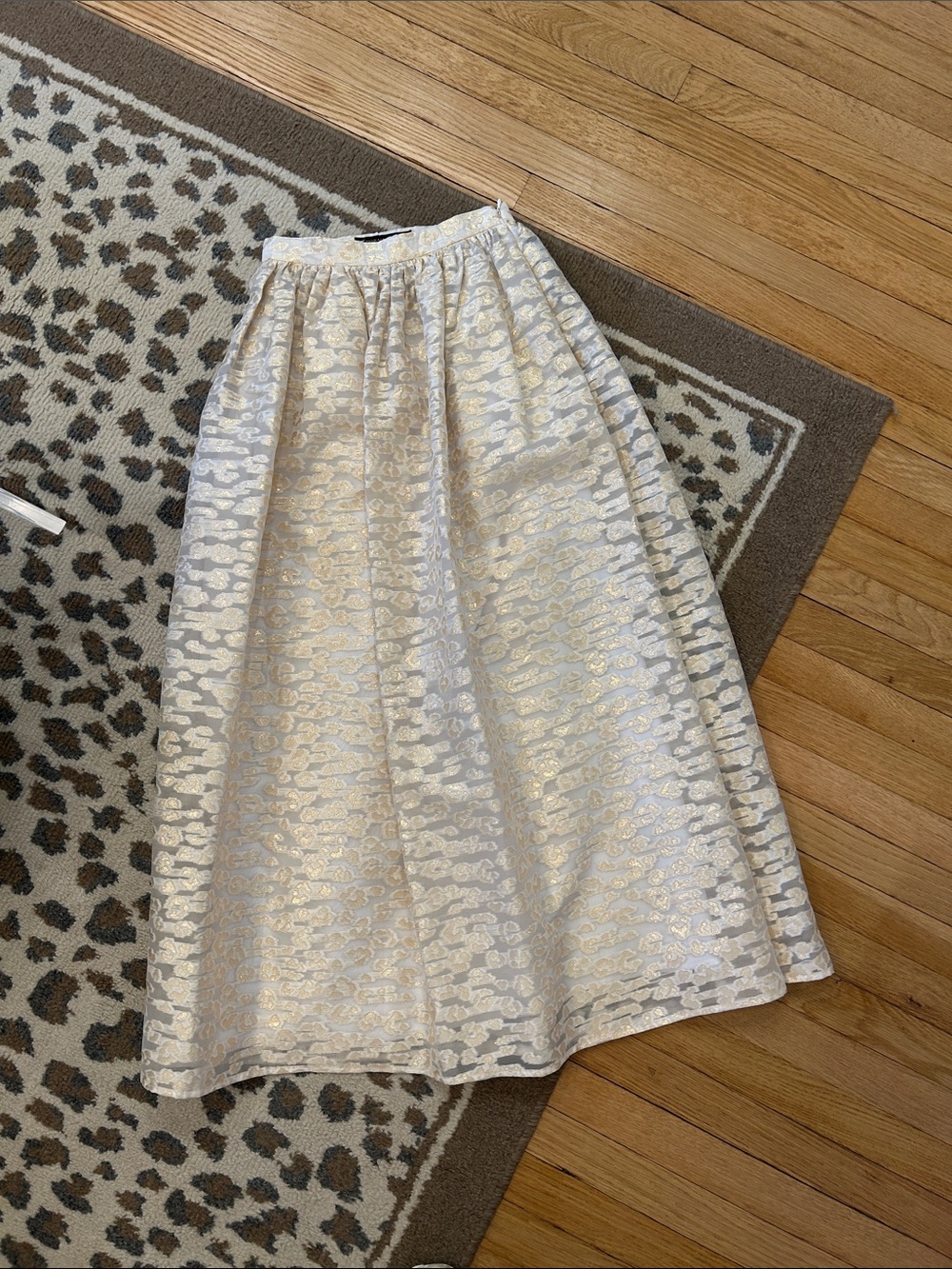 Cream and Gold Brocade Maxi Skirt